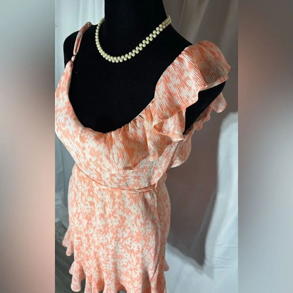 S Emerald Sundae Spaghetti Strap Floral Ruffle Wrap Dress EPC Size Small